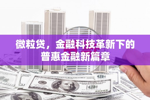 黄梅微粒贷，金融科技革新下的普惠金融新篇章