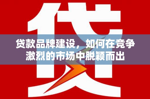 黄梅贷款品牌建设，如何在竞争激烈的市场中脱颖而出