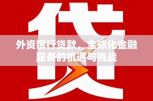 黄梅外资银行贷款，全球化金融服务的机遇与挑战