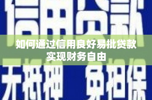 黄梅如何通过信用良好易批贷款实现财务自由